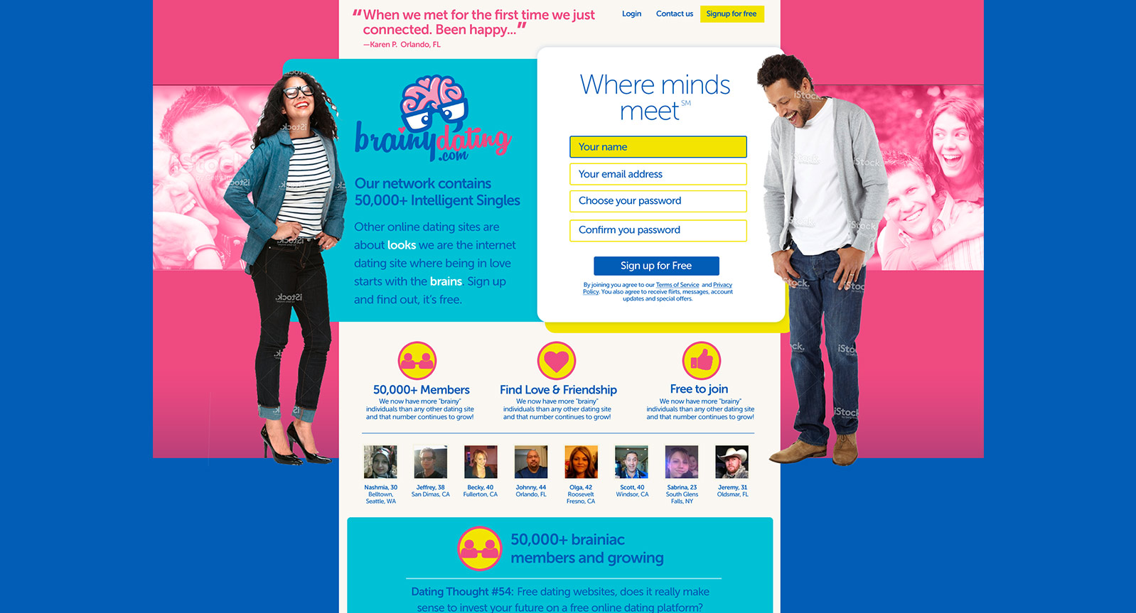 Dating Website for Intellectuals – Concept Design – Brainydating.com