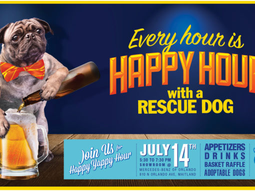 Dog Rescue Photo Illustration and Banner Design Happy Hour