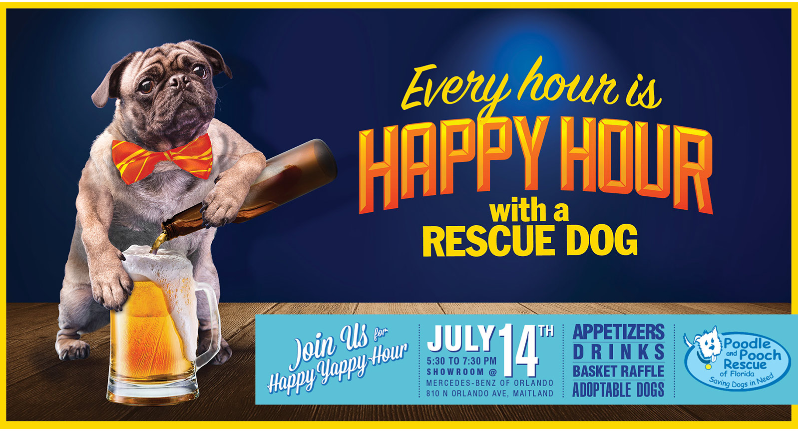Dog Rescue Photo Illustration and Banner Design Happy Hour