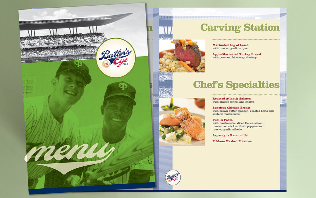 Baseball Club Suites Menu Design