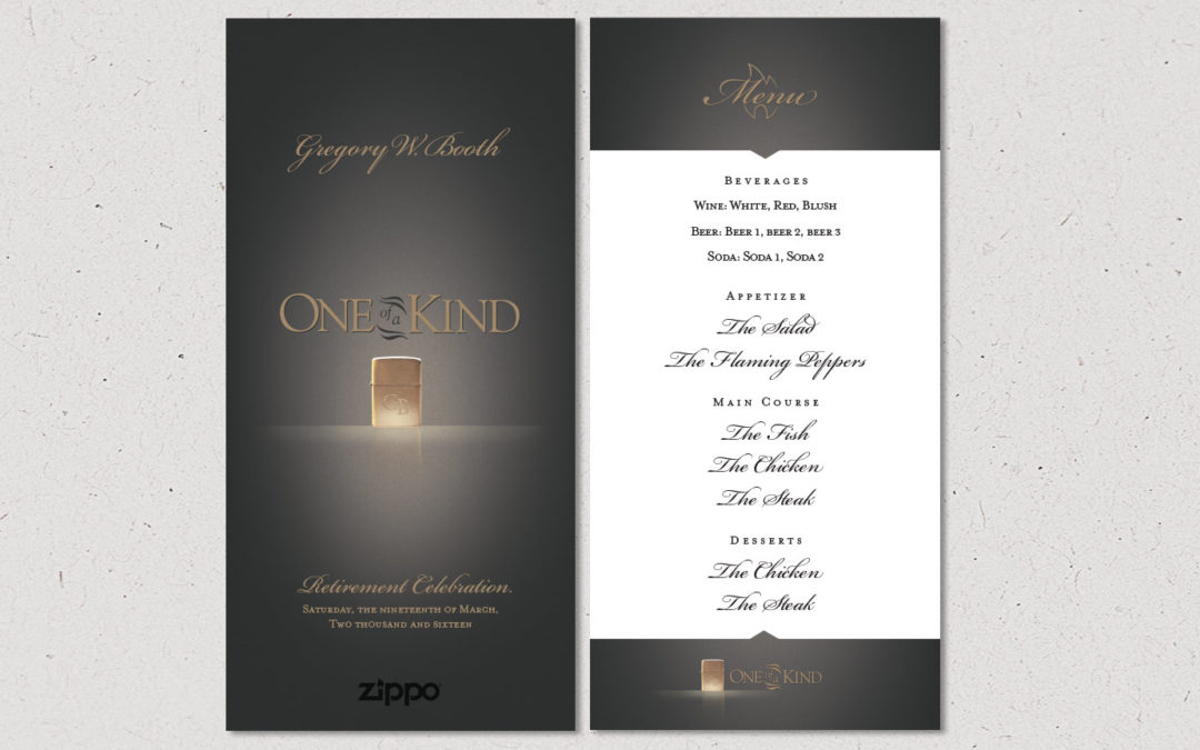 CEO Retirement Party Menu Design