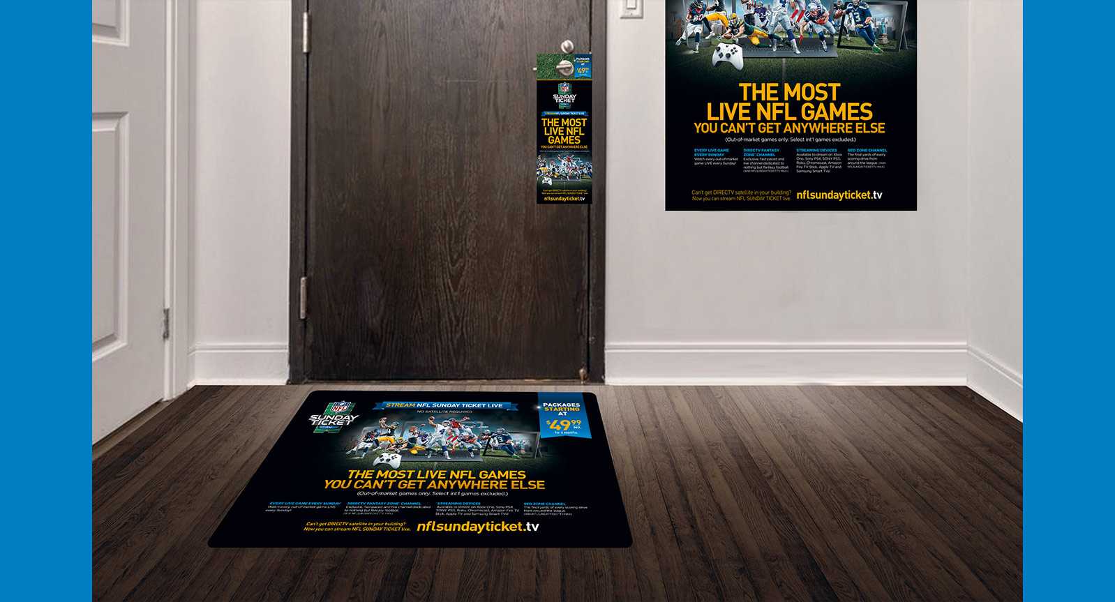 NFL Streaming Ad Campaign Floor Graphics Door Hangers