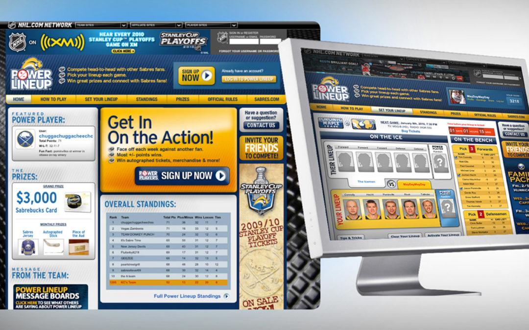 Sports Fantasy Game Website Design – Sabres Power Lineup